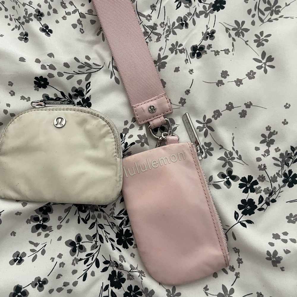 Lululemon Athletica Pink and Cream Cosmetic Bag Set